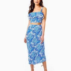 Lilly Pulitzer Gretna tank & Skirt Set size 6 100% linen